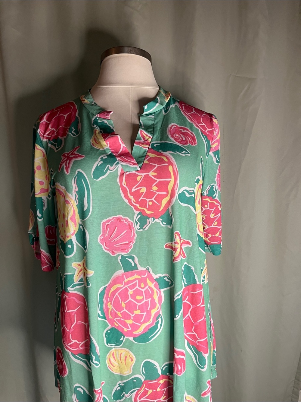 Simply Southern Topsail Mint Green Shell & Sea Turtle Floral Top